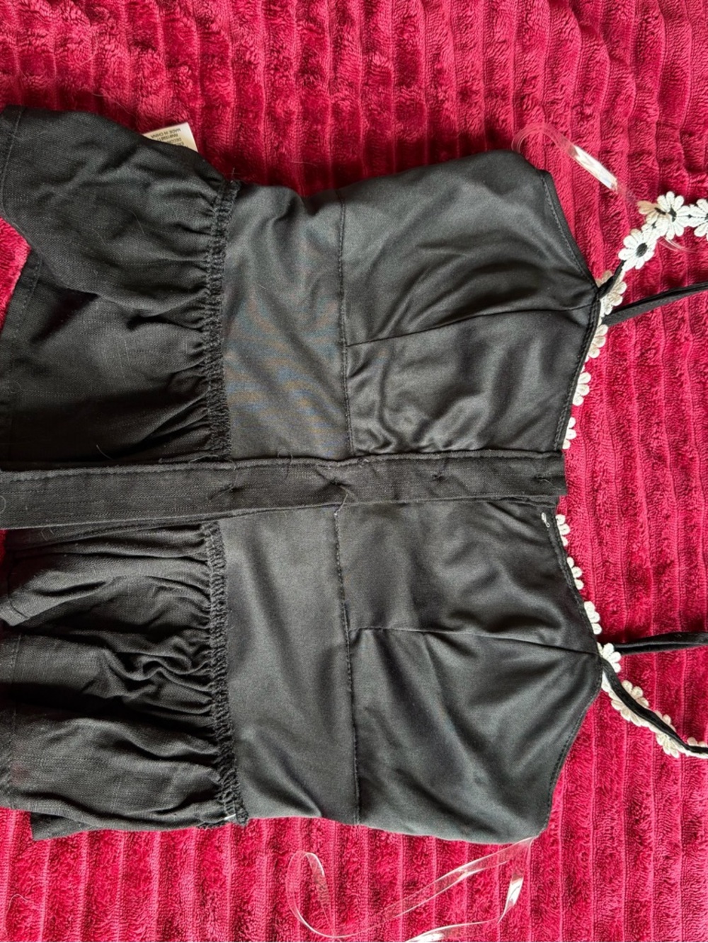Altar’d State Black Floral-Trim Button Front Peplum Adjustable Strap Tank Top - Picture 4 of 12